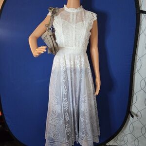 Chic White Lace Midi Dress